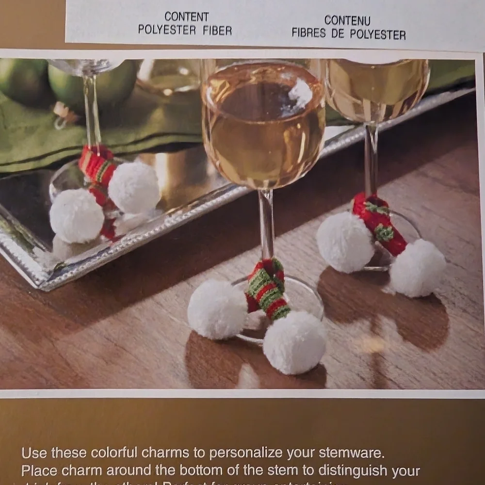 Festive Knit Santa Hat Wine Charms